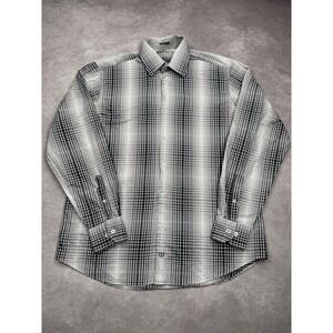 Bugatchi Uomo Shirt Mens Large‎ Plaid Classic Fit Button Up Dress Shirt